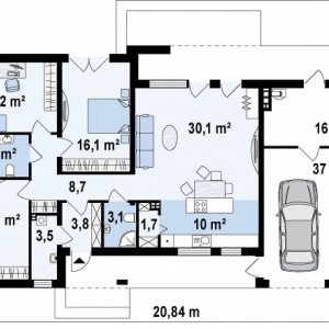 Проект 1-этажного дома 166 м