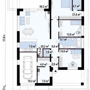 Проект 1-этажного дома 167 м