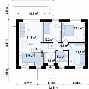 Проект 1-этажного дома 82 м
